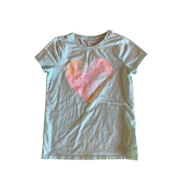 Girls Cat & Jack Mint Green Tshirt/top with colorful heart. Size Medium (7/8) - Picture 1 of 3